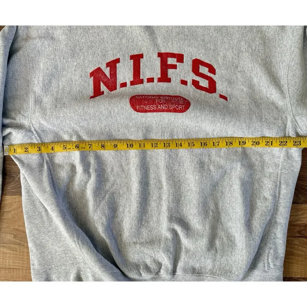 Vintage 90s Lee‎ Cross Grain Mens Gray N. I. F. S. Sweatshirt Size XL GUC